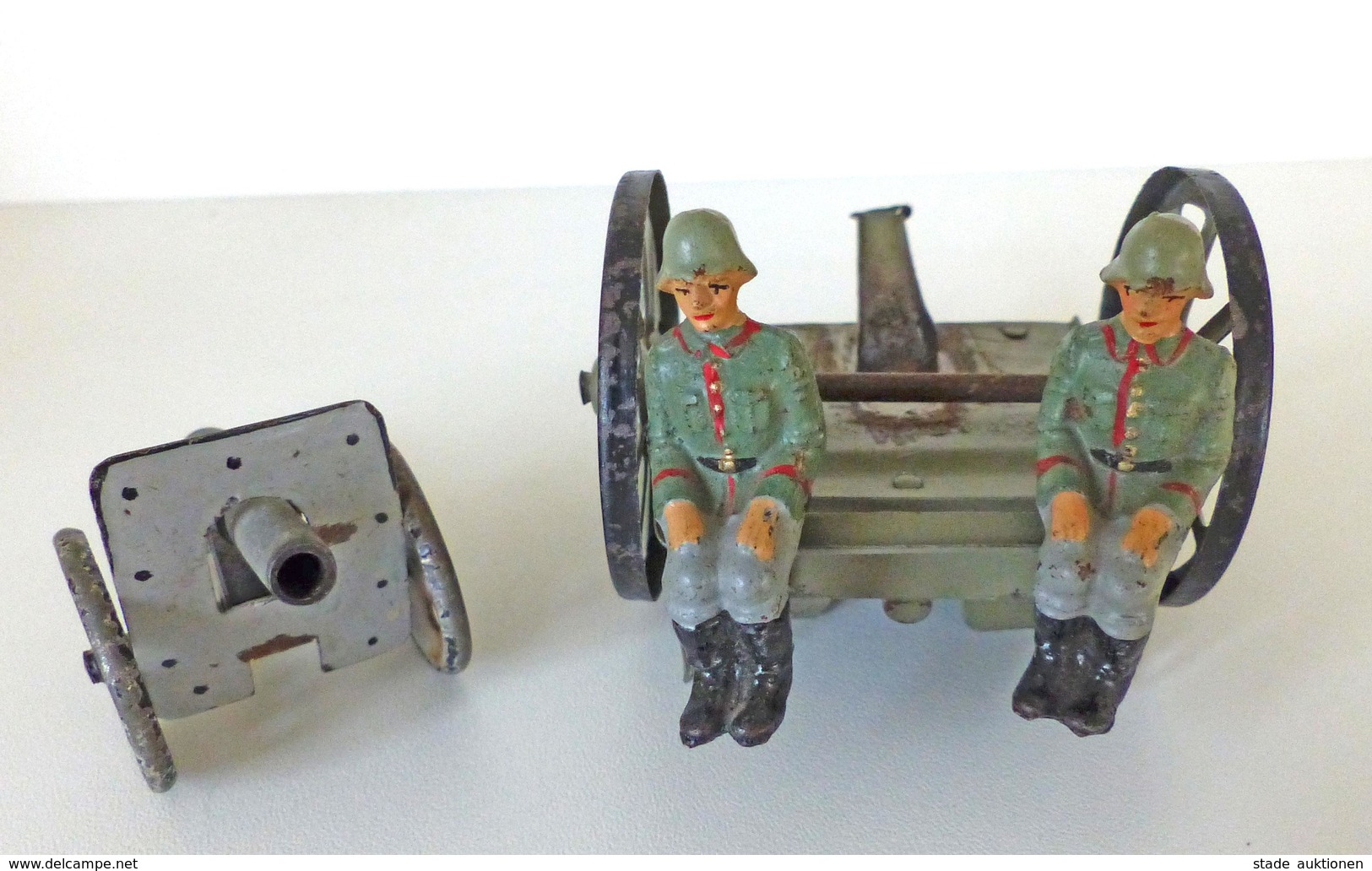 Zwischenkriegszeit Wehrmacht Lineol Figuren Wagen Mit 2 Soldaten Und Geschütz Bespielt I-II (altersbedingte Gebrauchsspu - History