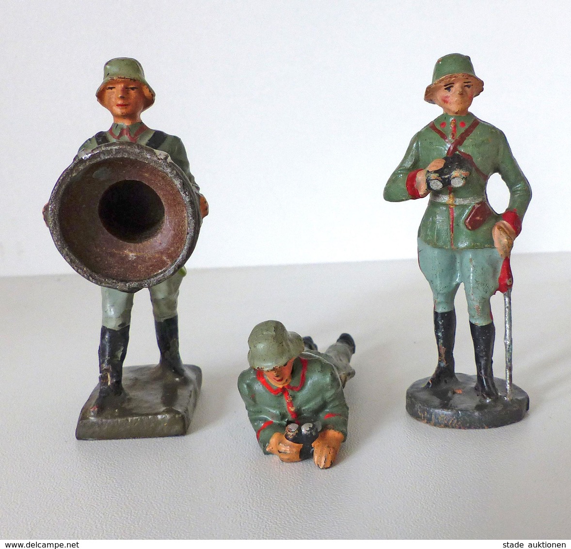 Zwischenkriegszeit Wehrmacht Lineol U. Elastin Figuren 4 Soldaten Blinkgerät, Entfernungsmesser Feldstecher Bespielt I-I - History