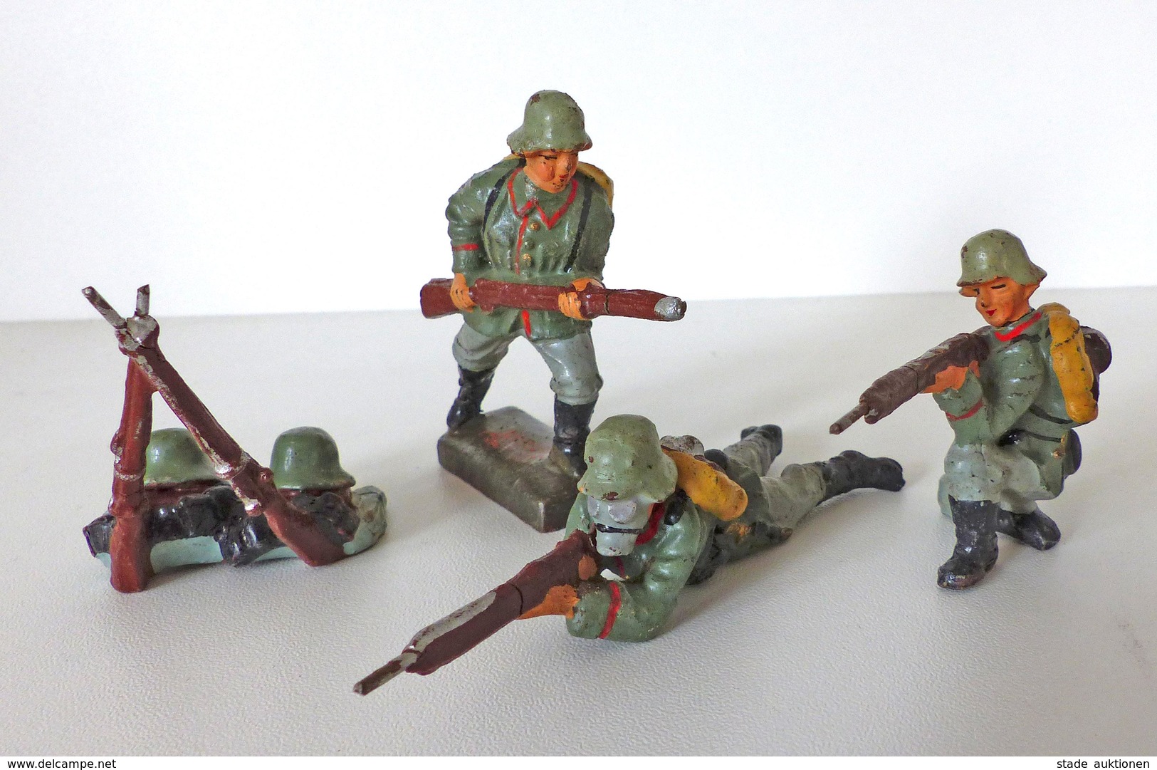 Zwischenkriegszeit Wehrmacht Lineol U. Elastin Figuren 5 Soldaten Mit Gewehr Bespielt I-II (altersbedingte Gebrauchsspur - Geschichte