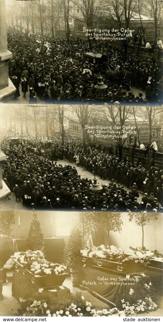 Zwischenkriegszeit Wilhelmshaven (2940) Lot Mit 3 Foto-Karten Beerdigung Der Opfer Des Spartakus Putsch I-II - Geschichte