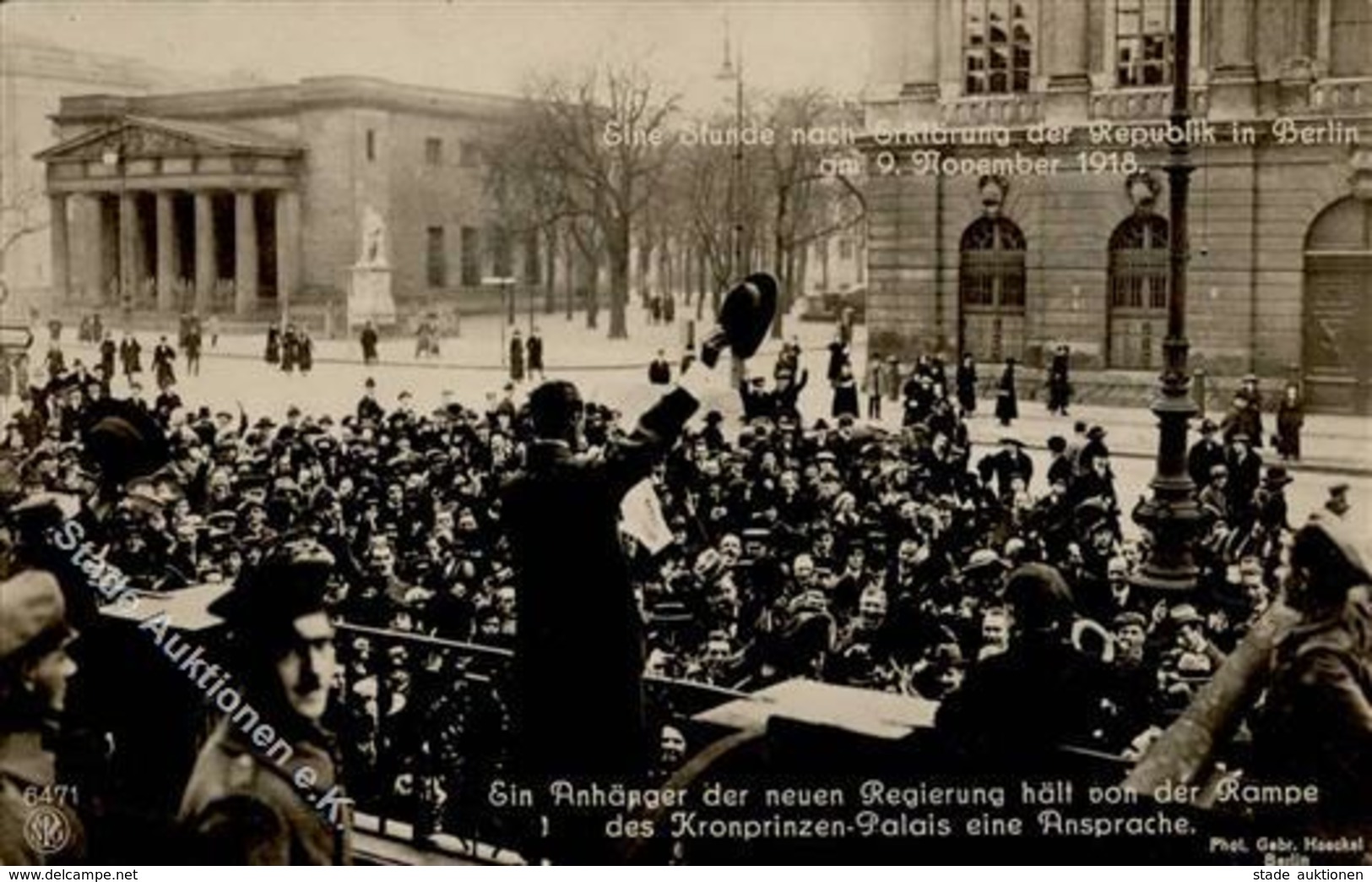 REVOLUTION BERLIN 1919 - Ein Anhänger Der Neuen Regierung Hält Von Der Rampe Des Kronprinzen-Palais Eine Ansprache NPG 6 - Guerre