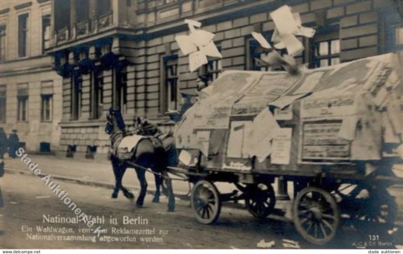 REVOLUTION BERLIN 1919 - NATIONAL-WAHL In Berlin - Ein Wahlwagen Von Dem Reklamezettel Zur Nationalversammlung Abgeworfe - Krieg