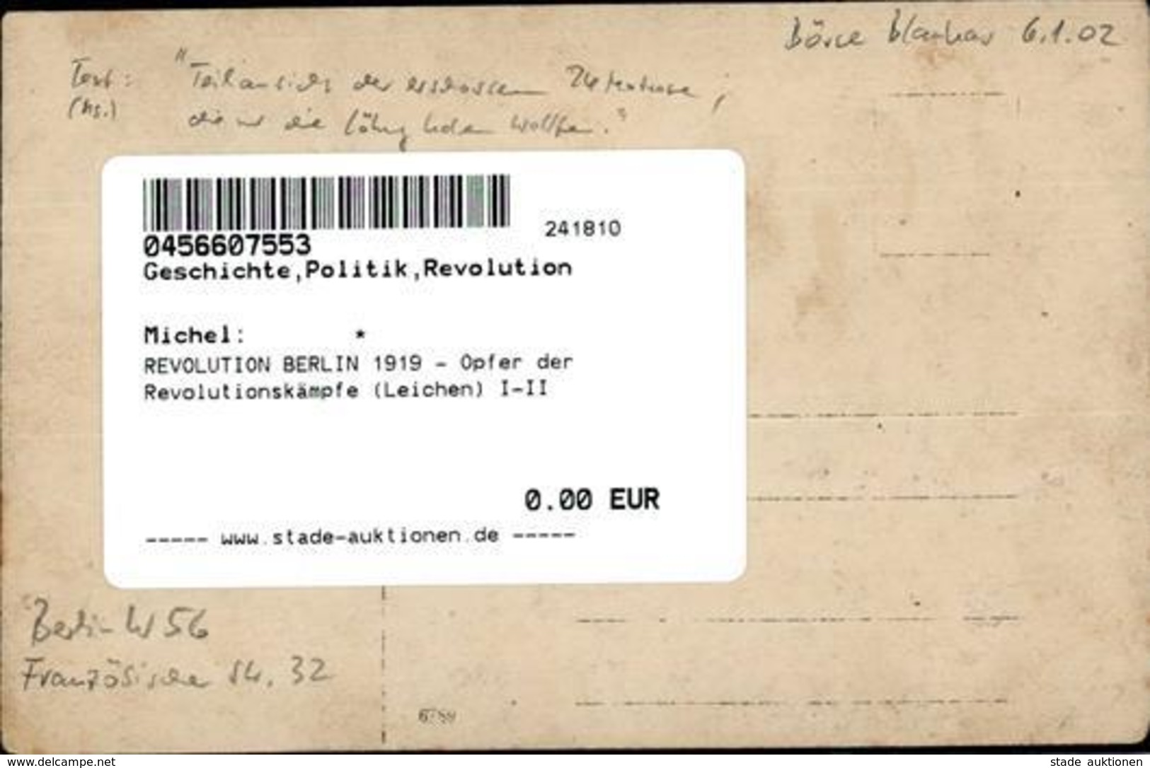 REVOLUTION BERLIN 1919 - Opfer Der Revolutionskämpfe (Leichen) I-II - Krieg