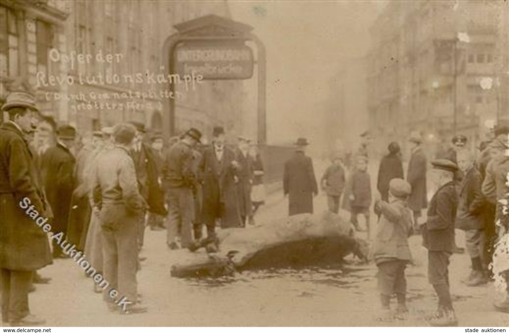 REVOLUTION BERLIN 1919 - Opfer Der Revolutionskämpfe - Durch Granatsplitter Getötetes Pferd (Eckfehler!) Selten! - Warships