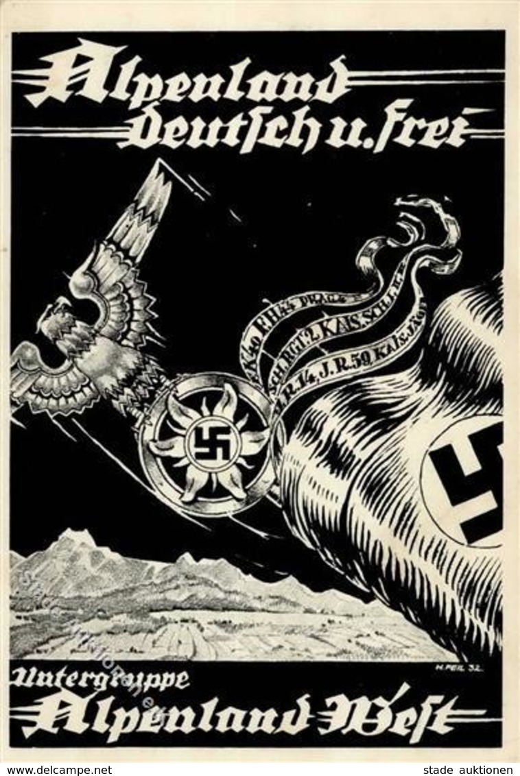 ÖSTERREICH-ANSCHLUSS WK II - ALPENLAND DEUTSCH Und FREI Sign. 1932 I - War 1939-45