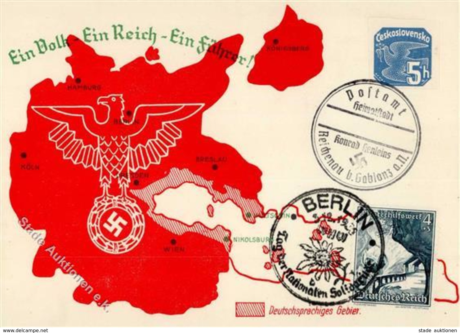 NS-GEDENKKARTE WK II - Sudetenlandbefreiung S-o I - War 1939-45