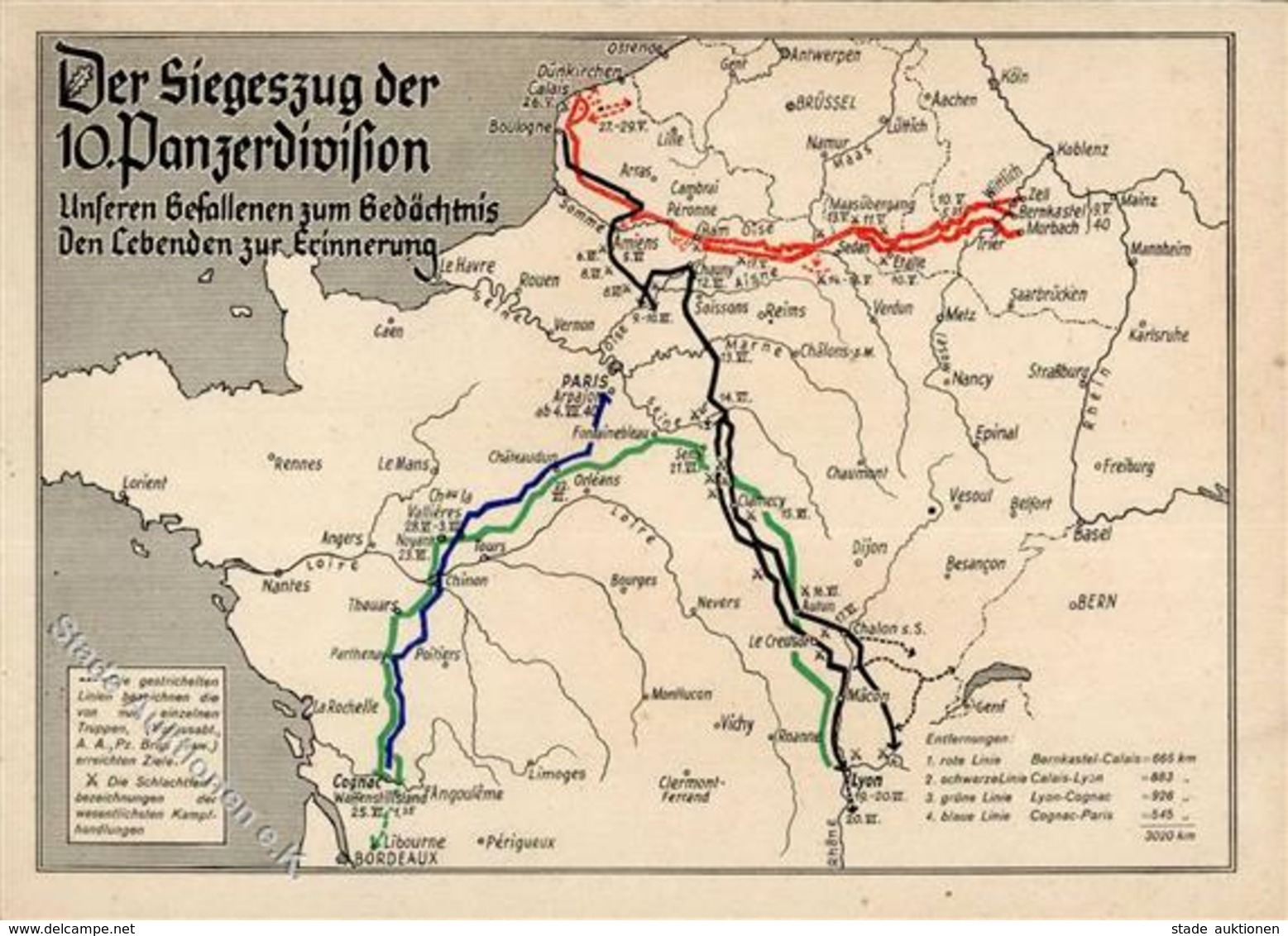 NS-LANDKARTE WK II - Der SIEGESZUG Der 10.PANZERDIVISION I - Weltkrieg 1939-45