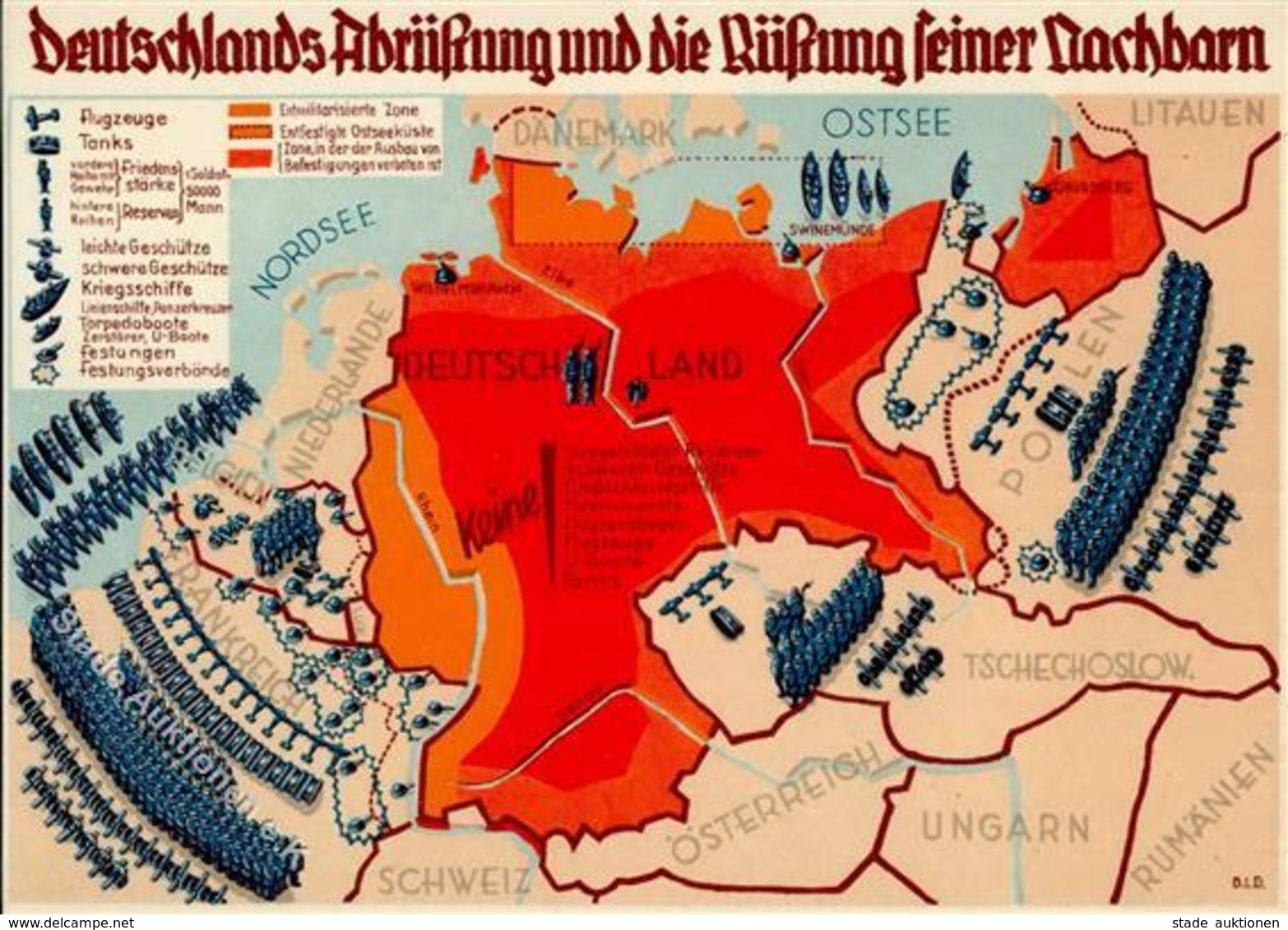 NS-LANDKARTE WK II - DEUTSCHLANDS ABRÜSTUNG.. I - War 1939-45