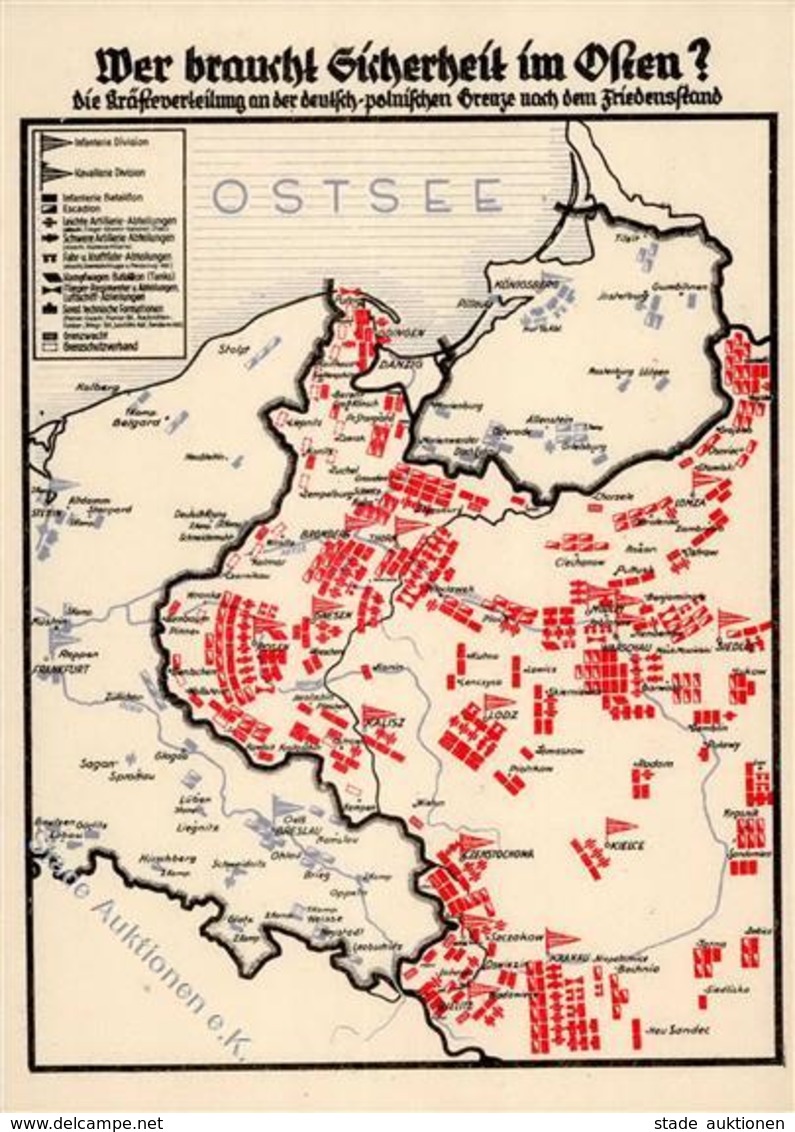 NS-LANDKARTE WK II - Wer Braucht Sicherheit Im Osten? Deutsch-Polnische Grenze I - Weltkrieg 1939-45