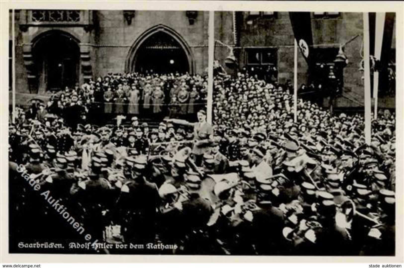 WK II Saarabstimmung Saarbrücken (6600) Hitler Vor Dem Rathaus I-II - Guerra 1939-45