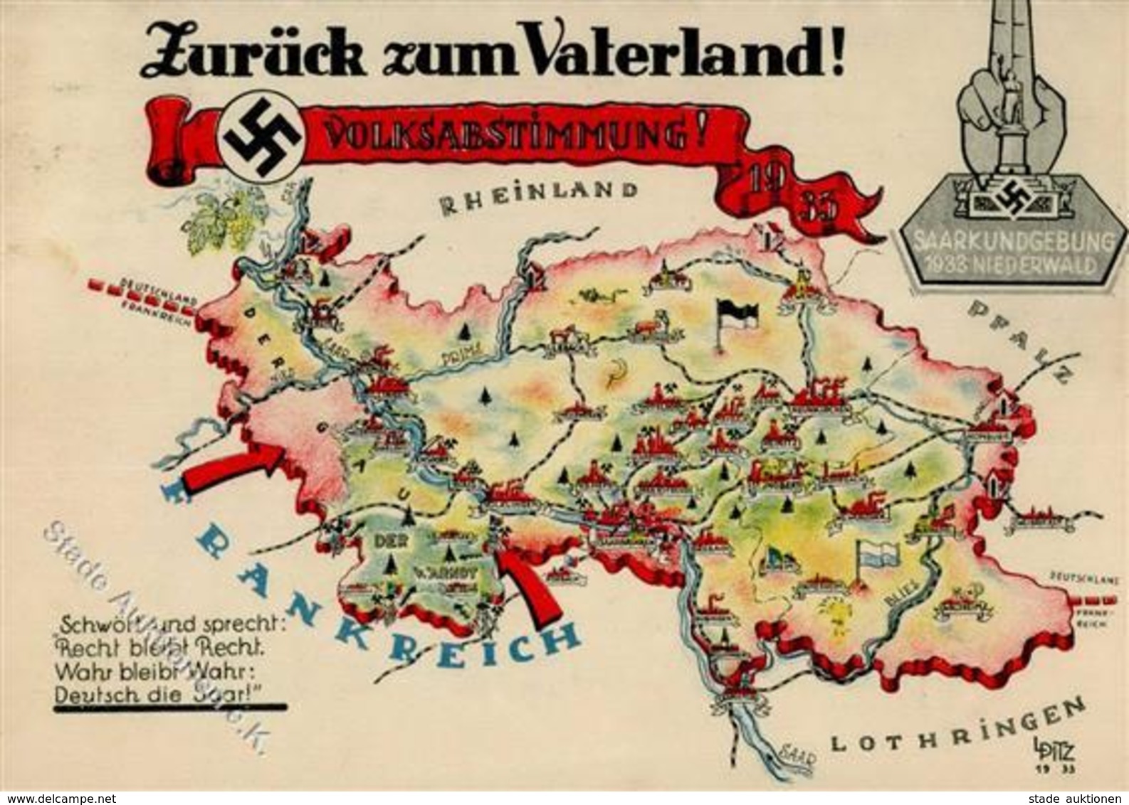 WK II Saarabstimmung Zurück Zum Vaterland I-II - War 1939-45