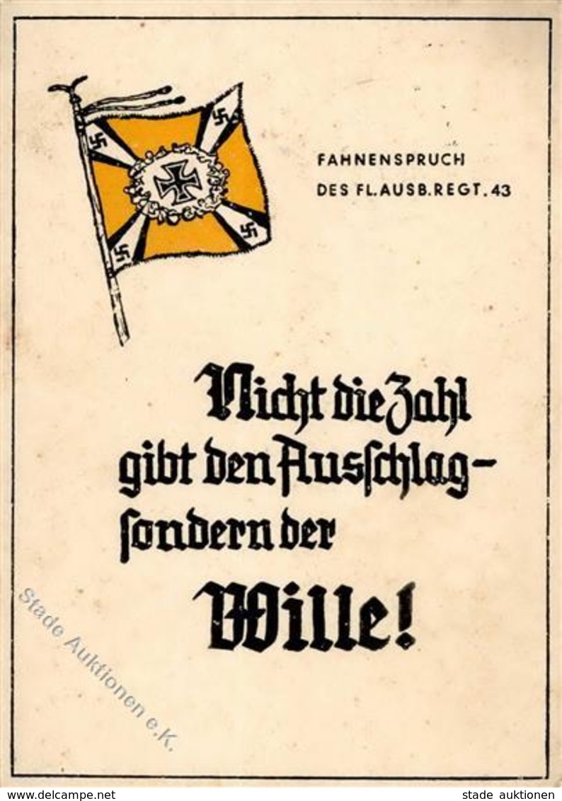 Fahne / Standarte WK II Fahnenspruch Des Fl. Ausb. Regt. 43 I-II (fleckig) - Weltkrieg 1939-45