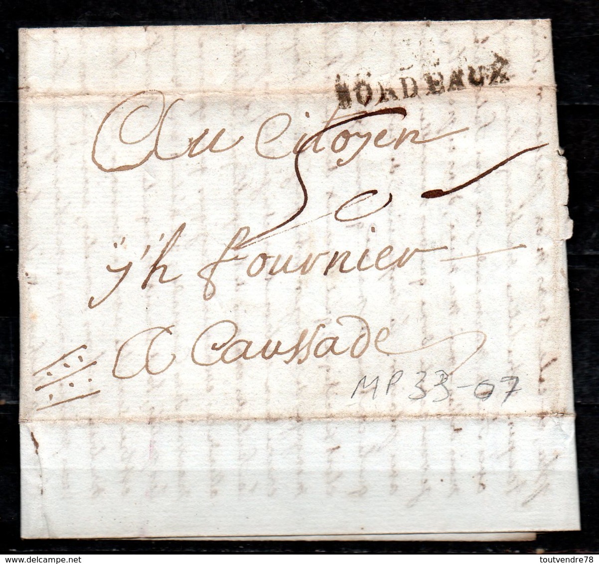 MP33-07 : Dept 33 (Gironde) MP BORDEAUX 1793 > Taxe Manuscrite > Lettre Pour CAUSSADE 82 - 1701-1800: Précurseurs XVIII