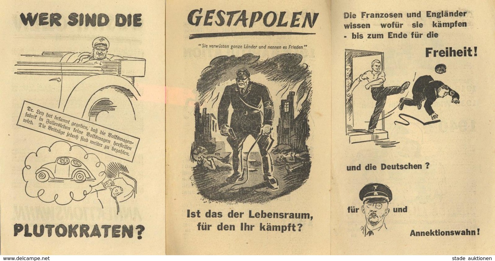 Anti Propaganda WK II Lot Mit 7 Flugblättern II - War 1939-45