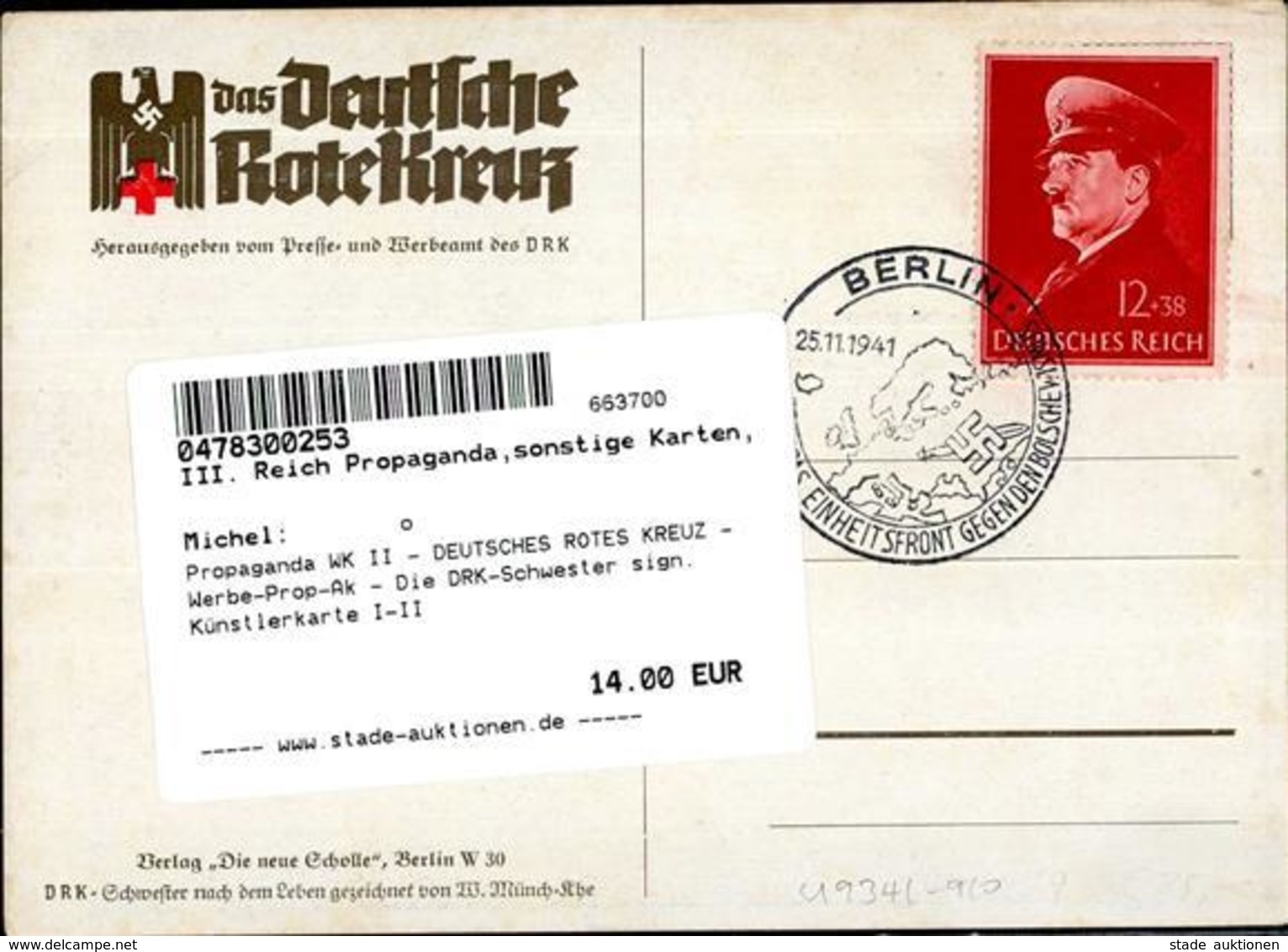 Propaganda WK II - DEUTSCHES ROTES KREUZ - Werbe-Prop-Ak - Die DRK-Schwester Sign. Künstlerkarte I-II - Weltkrieg 1939-45