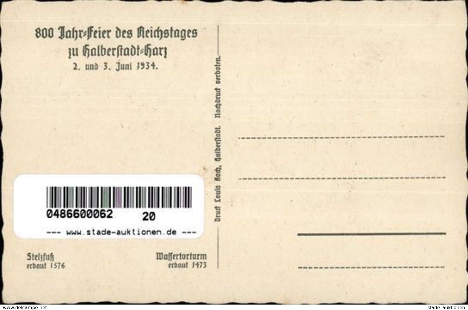 Propaganda WK II 800 Jahr Feier Des Reichstages Zu Halberstadt I-II (fleckig) - Weltkrieg 1939-45