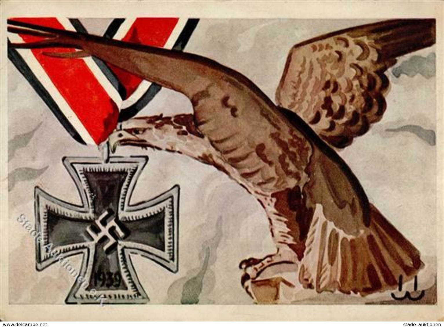 Propaganda WK II Eisernes Kreuz Adler Künstler-Karte II (Ecken Abgestoßen, Stauchung) - Weltkrieg 1939-45