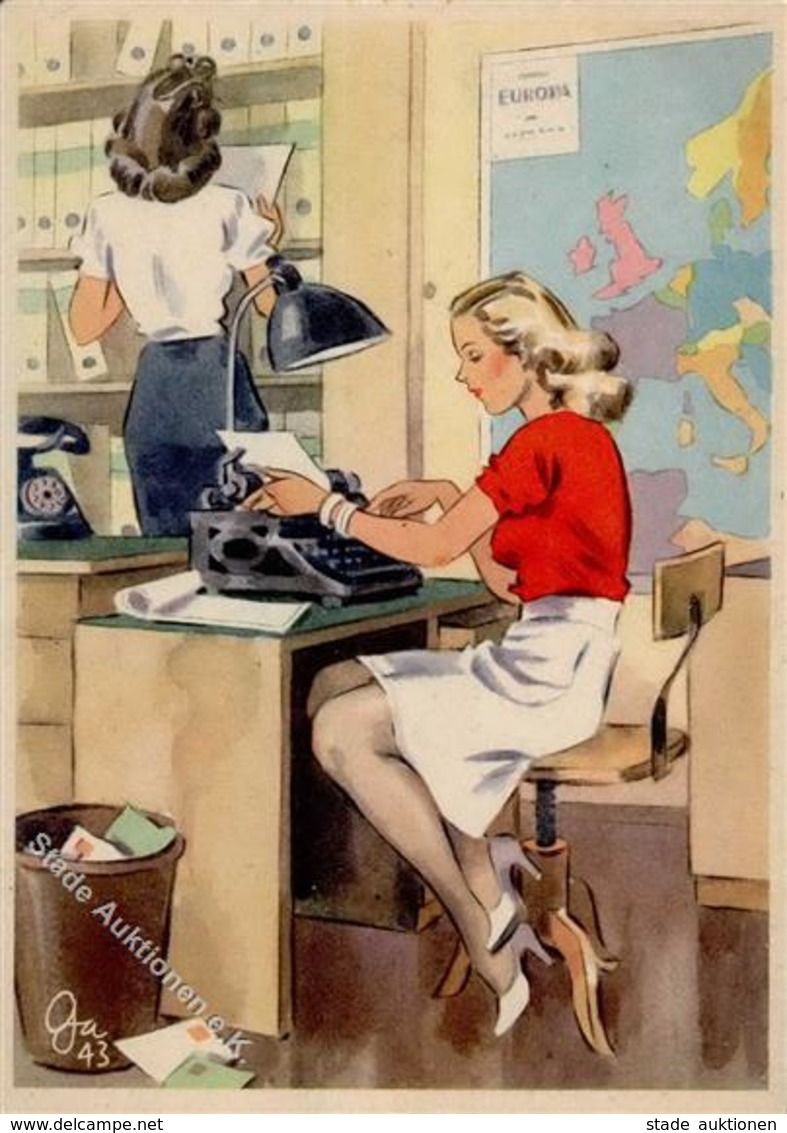 Propaganda WK II Frauen Schaffen Für Euch Die Stenotypistin Sign. Gagelmann Künstlerkarte I-II Femmes - Weltkrieg 1939-45