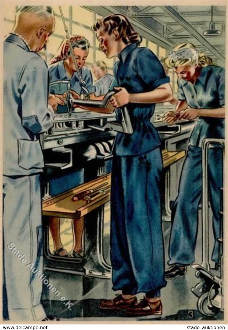 Propaganda WK II Frauen Schaffen Für Euch In Der Maschinenfabrik Sign. Becker I-II Femmes - Weltkrieg 1939-45