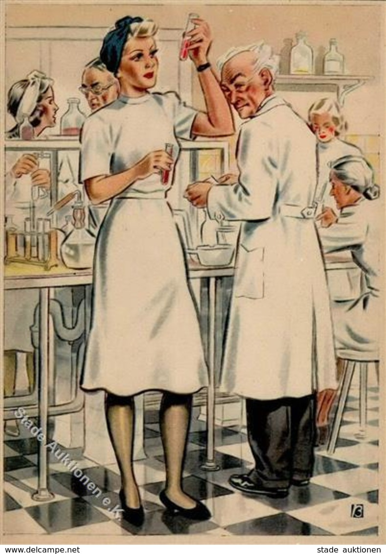 Propaganda WK II FRAUEN Schaffen Für Euch Nr. 664 Die LABORANTIN I-II - Weltkrieg 1939-45