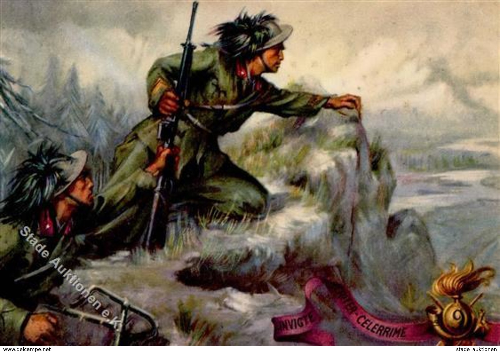 Propaganda WK II Italien 9. Reggimento Bersaglieri Künstlerkarte I-II - War 1939-45