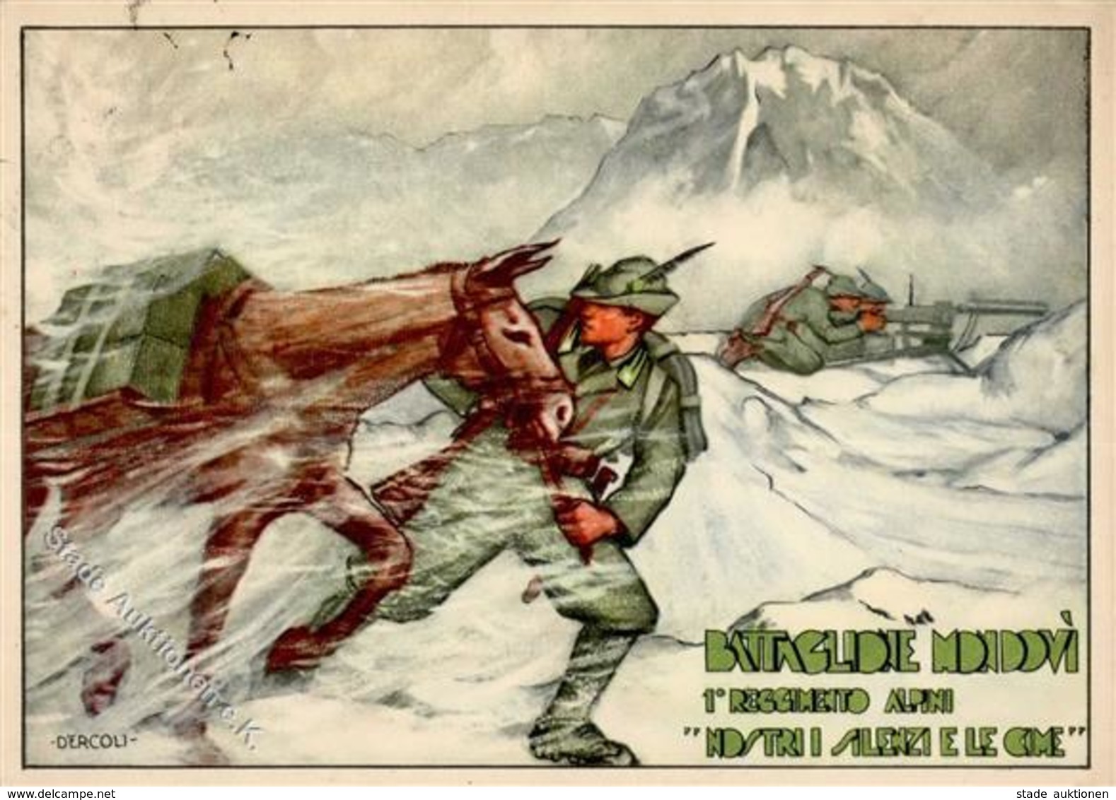 Propaganda WK II Italien Battaglione Alpini Mondovi Künstlerkarte I-II (Marke Entfernt) - Weltkrieg 1939-45