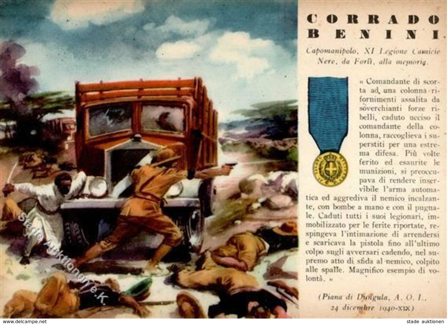 Propaganda WK II Italien Corrado Benini Künstlerkarte I-II - Weltkrieg 1939-45