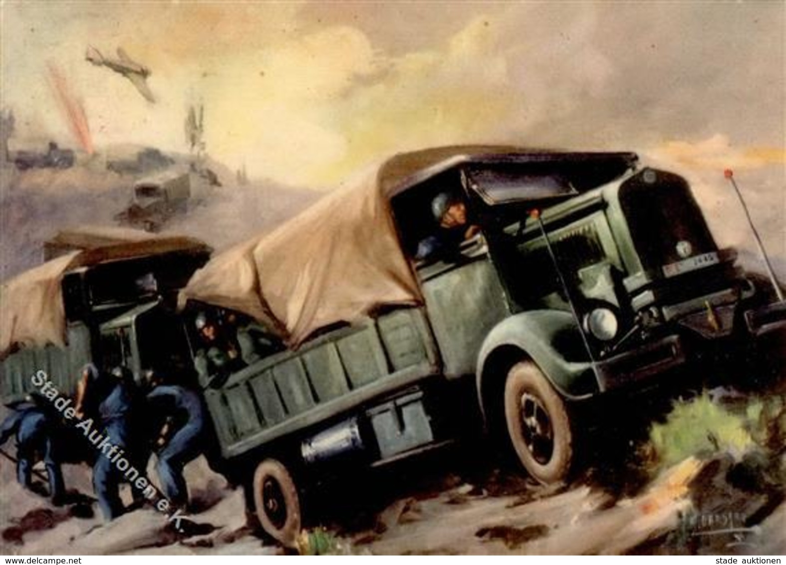 Propaganda WK II Italien CXXIII Autogruppo Pesante Künstlerkarte I-II (Marke Entfernt) - Weltkrieg 1939-45