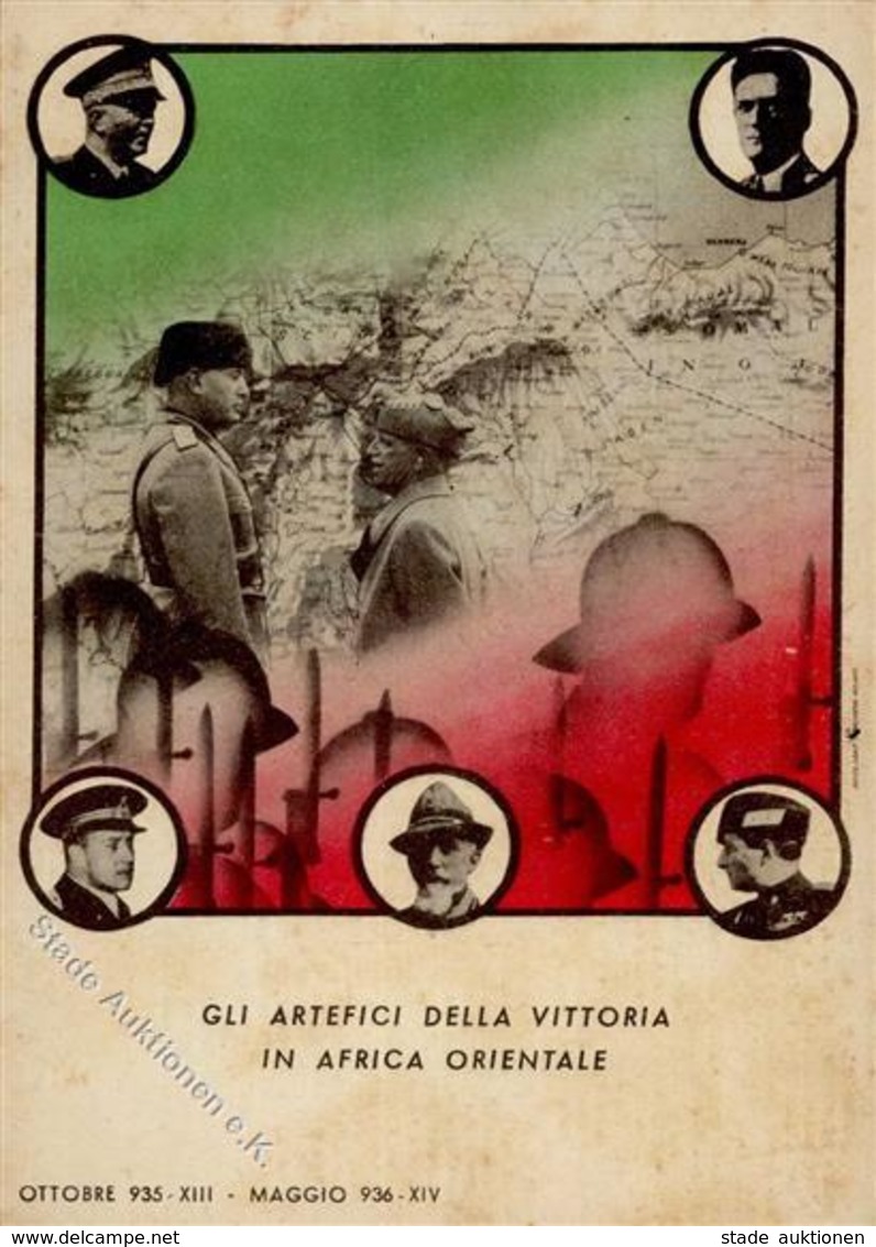 Propaganda WK II Italien Gli Artifici Della Vittoria In Africa Orientale Künstlerkarte I-II - Weltkrieg 1939-45