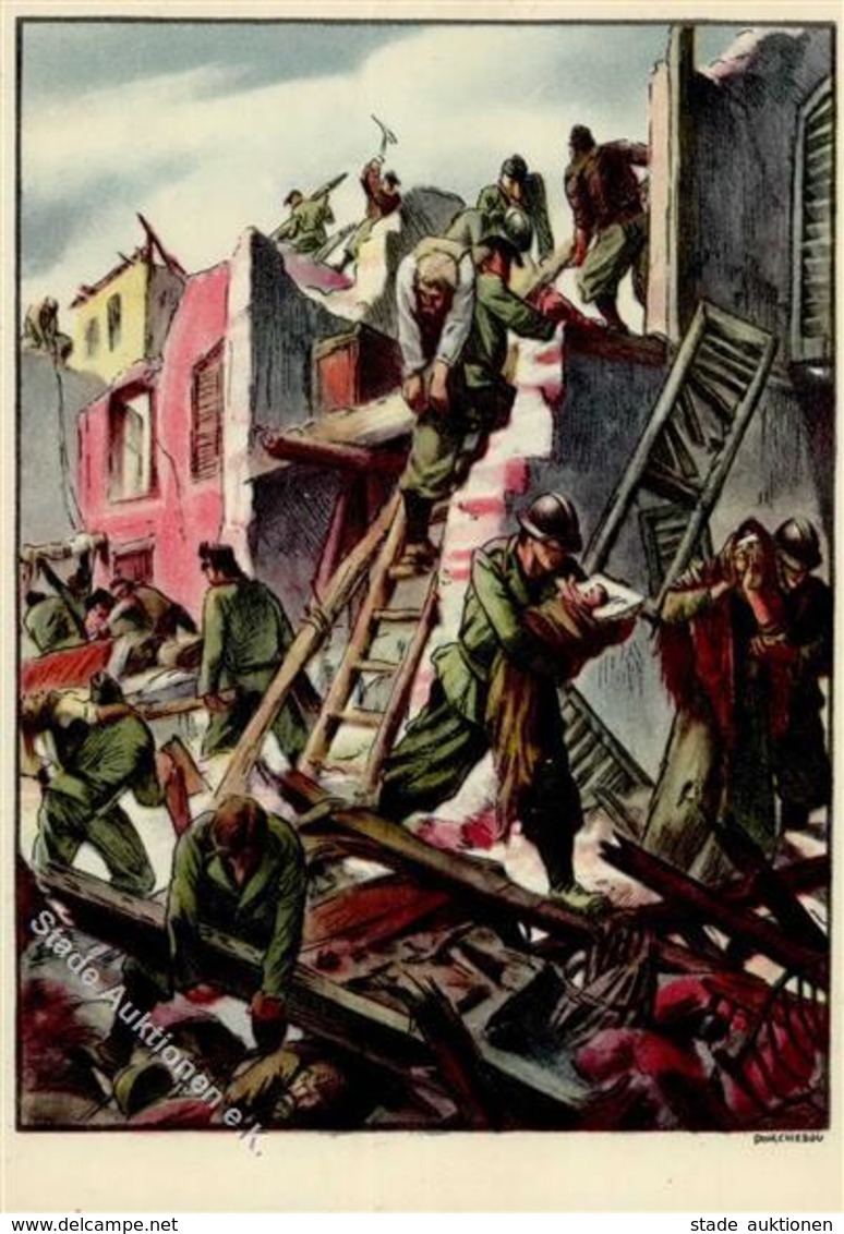 Propaganda WK II Italien Milizia Eroica Künstlerkarte I-II - War 1939-45