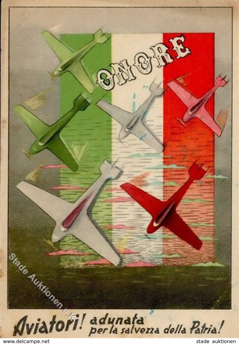 Propaganda WK II Italien Onore Aviatori Künstler-Karte I-II (Eckbug) - War 1939-45