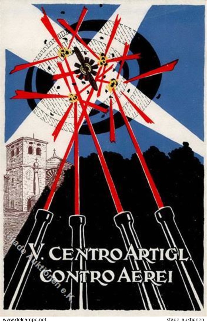 Propaganda WK II Italien V. Centro Artigl. Contro Aerei Künstler-Karte I-II - Weltkrieg 1939-45