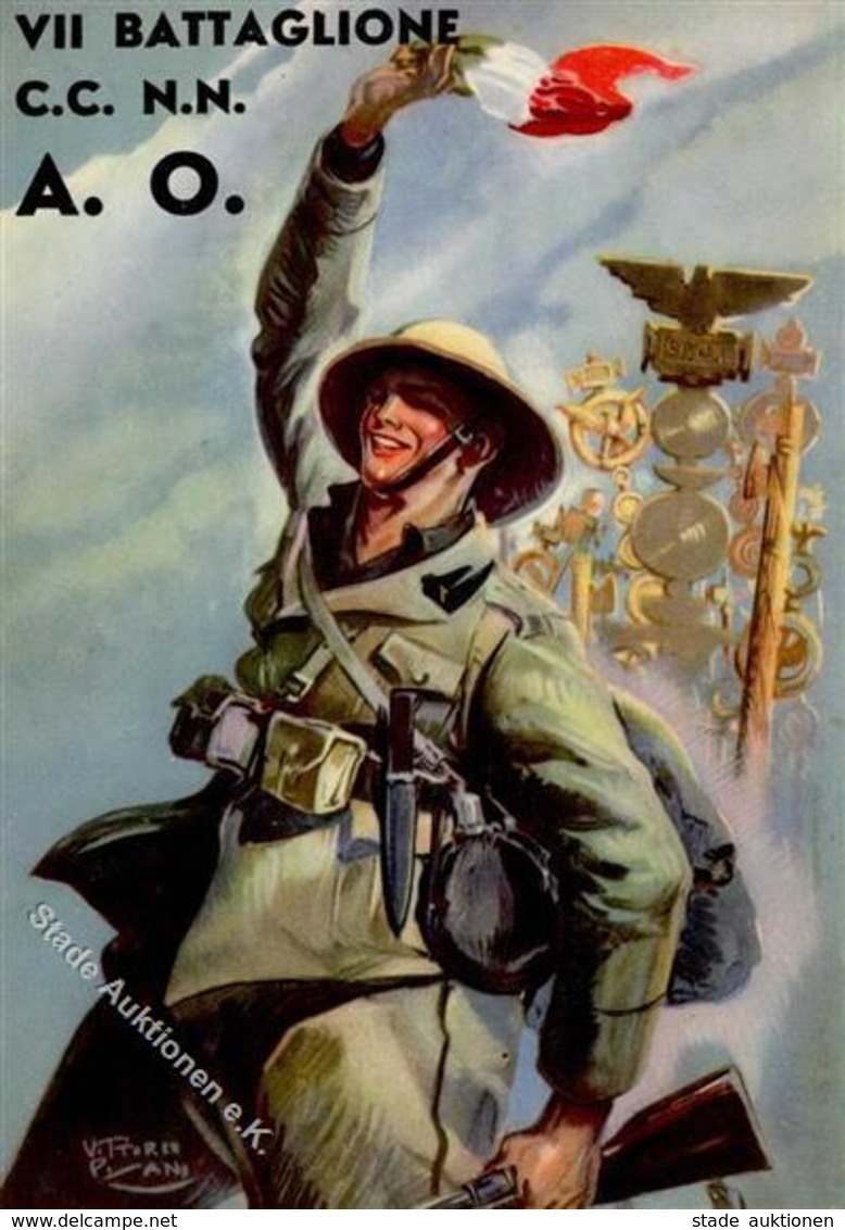 Propaganda WK II Italien VII. Battaglione C.C. B.N. A.O. Künstlerkarte I-II - War 1939-45
