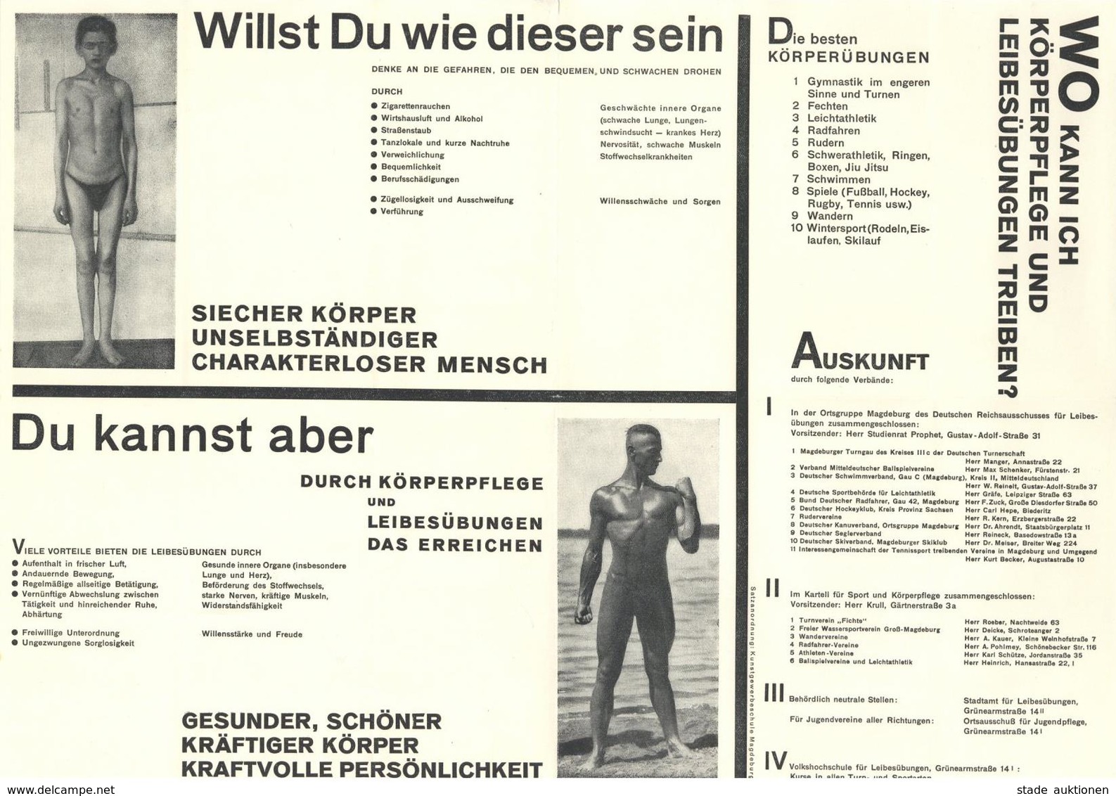 Propaganda WK II Körperpflege Und Leibesübungen Plakat Ca. 42 X 30 Cm I-II - Weltkrieg 1939-45