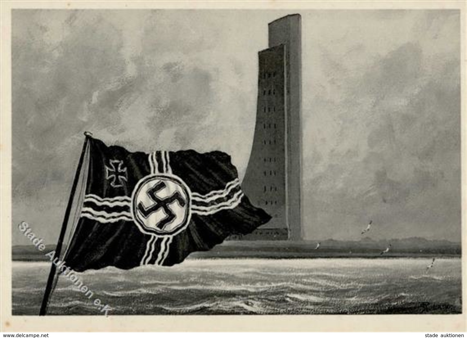 Propaganda WK II Marine Ehrenmal In Laboe U. Die Kriegsflagge I-II - Weltkrieg 1939-45