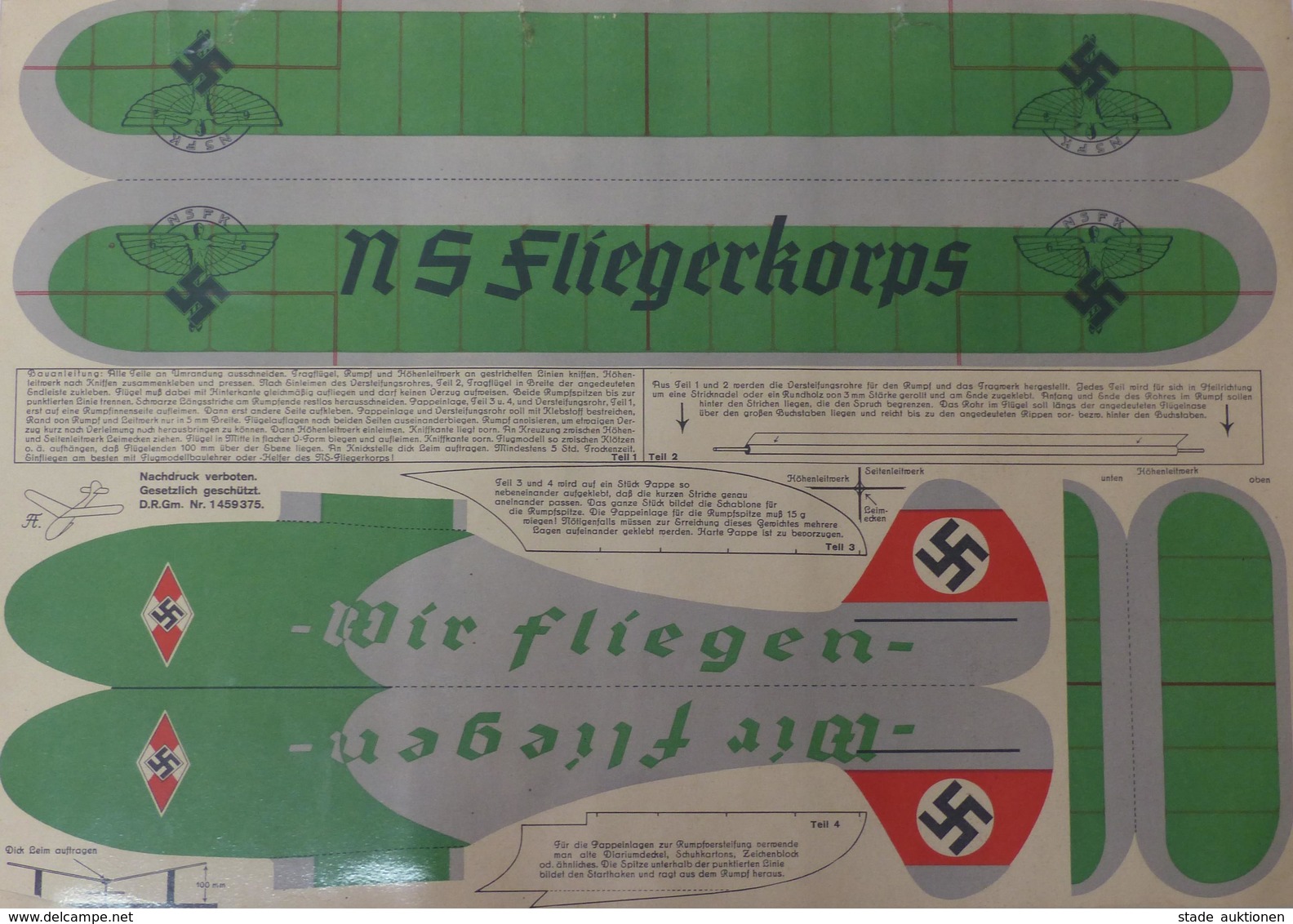 Propaganda WK II NS Fliegerkorps Lot Mit 2 Ausschneidebögen Ca. 43 X 30 Cm II (kleine Einrisse) - Weltkrieg 1939-45