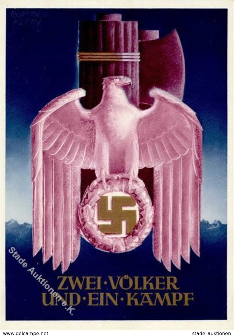 Propaganda WK II WK II Zwei Völker Und Ein Kampf Sign. Klein, Gottfried Künstlerkarte I-II - Weltkrieg 1939-45
