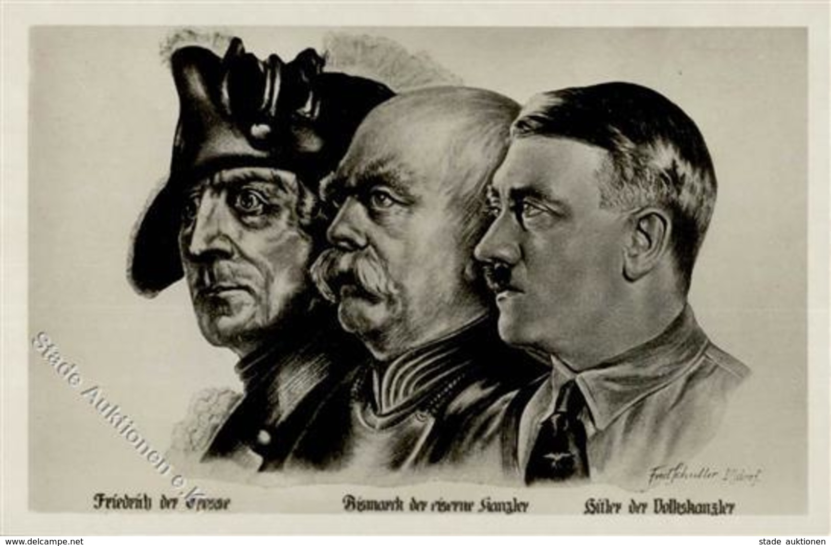 Hitler Bismarck U. Friedrich Der GroßeWK II Foto AK I-II - Guerra 1939-45