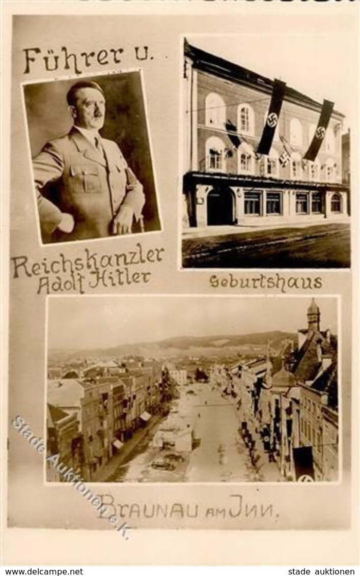 Hitler Braunau (5280) Österreich WK II Geburtshaus Foto AK I-II - Guerra 1939-45