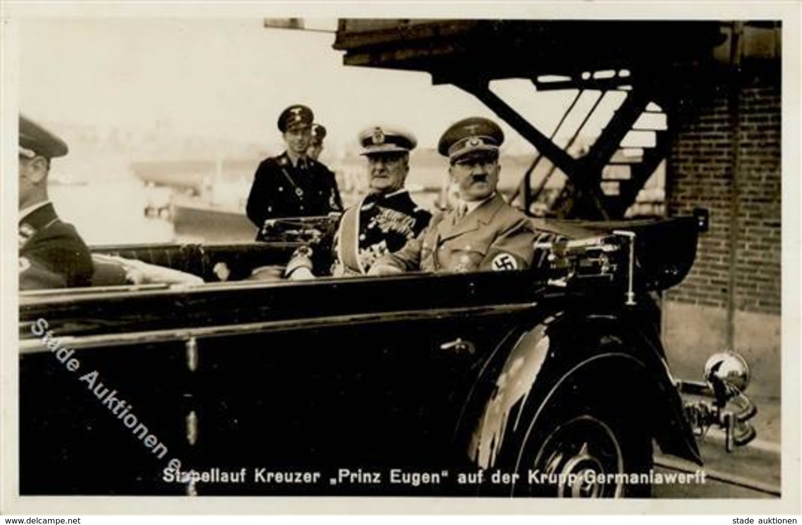 Hitler Kiel (2300) Stapellauf Kreuzer Prinz Eugen WK II Foto AK I-II - War 1939-45