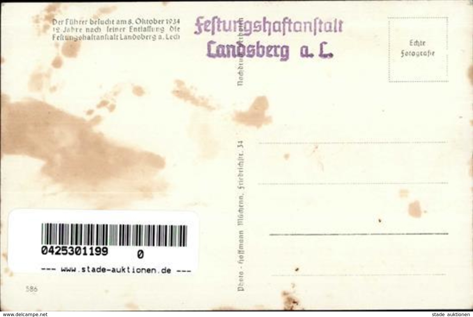 Hitler Landsberg (8910) Festungsanstalt WK II PH 586  Foto AK I-II - Oorlog 1939-45