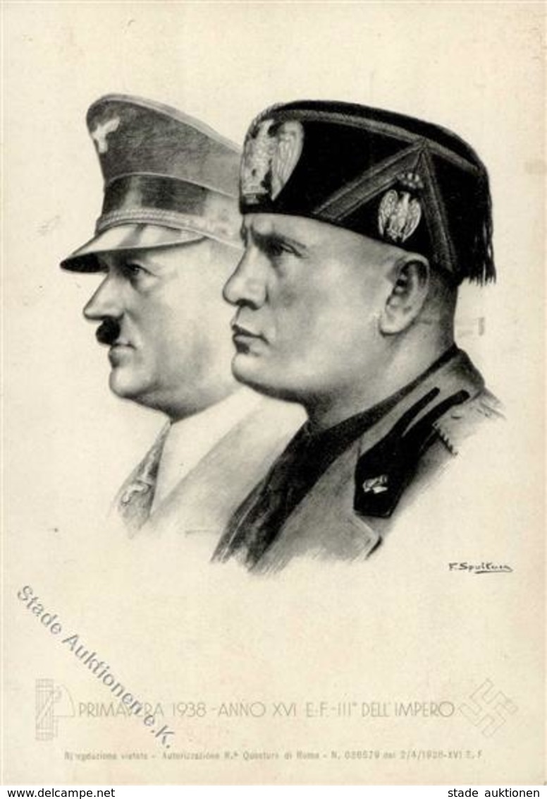Hitler Mussolini WK II  Künstlerkarte I-II - Guerra 1939-45