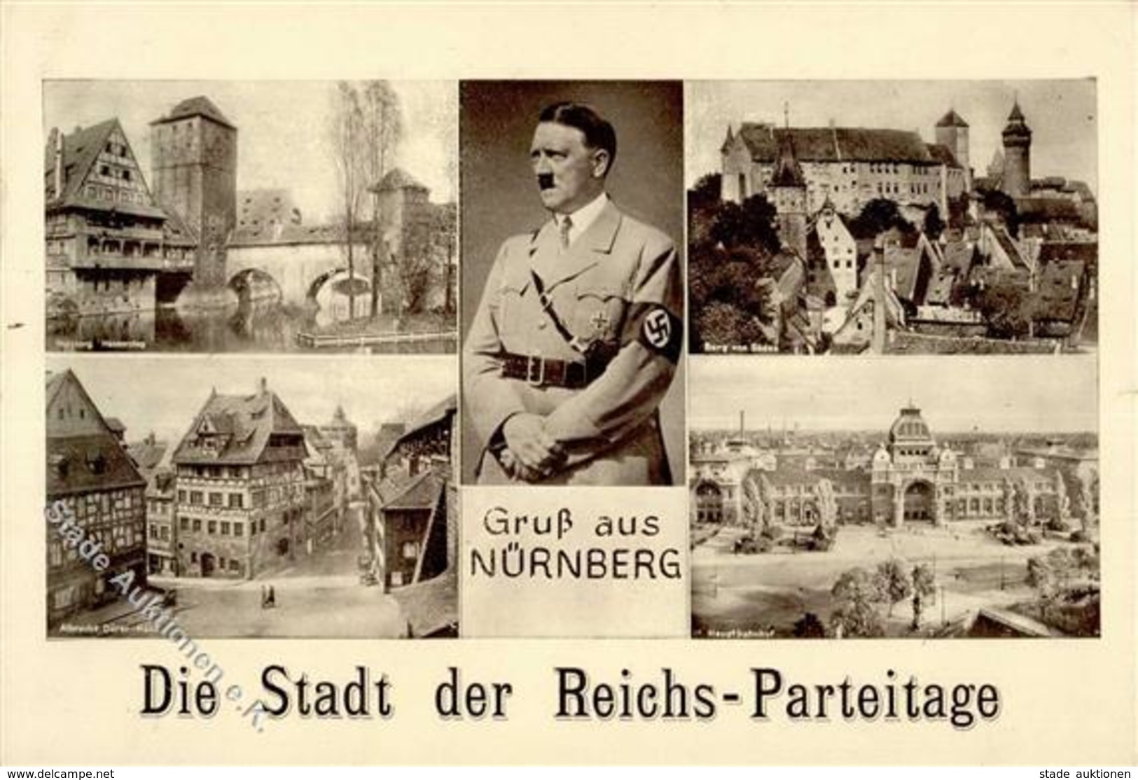 Hitler WK II Nürnberg (8500) I-II (Klebereste RS) - Weltkrieg 1939-45