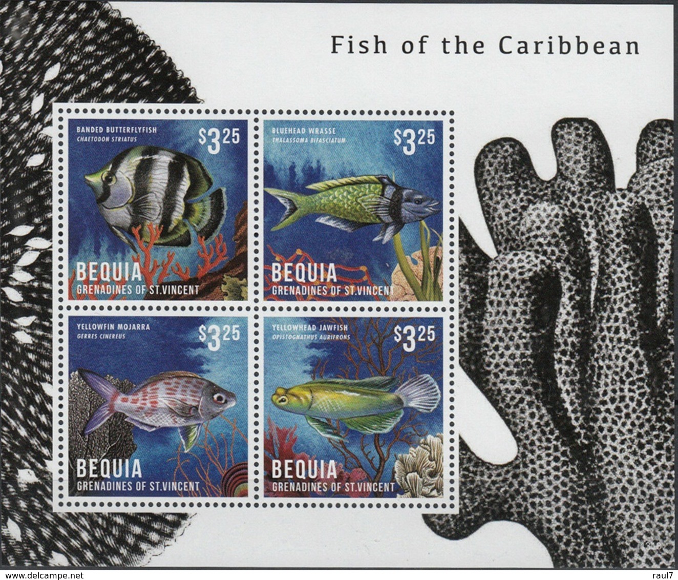 St Vincent (Bequia) 2013 - Faune Marine, Poissons Des Caraïbes - BF 4 Val Neuf // Mnh - St.Vincent & Grenadines