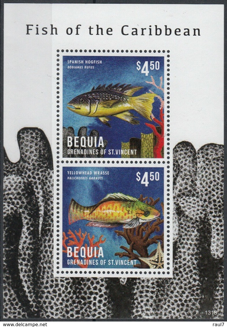 St Vincent (Bequia) 2013 - Faune Marine, Poissons Des Caraïbes - BF Neuf // Mnh - St.Vincent & Grenadines