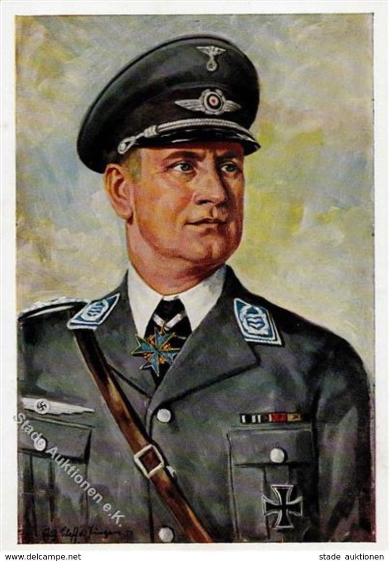 Ritterkreuzträger WK II Loerzer, Bruno General Sign. Cleff, Erich D. Jg. Künstlerkarte I-II - Guerra 1939-45