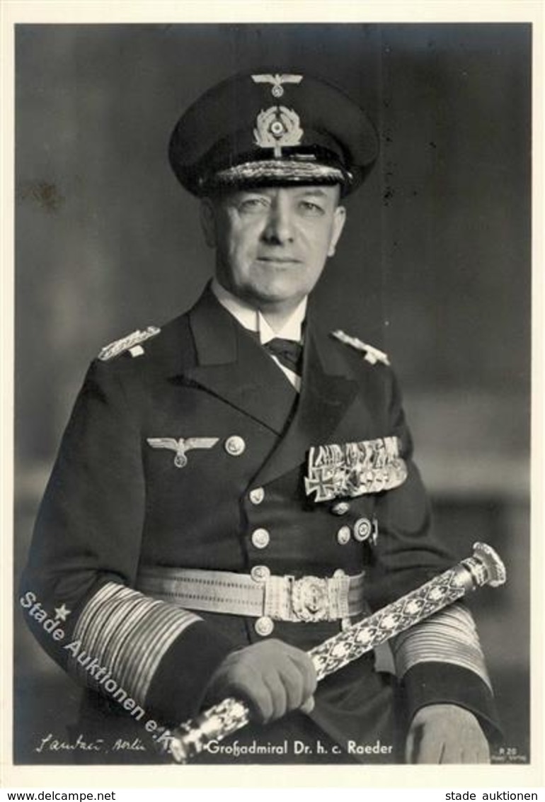 Ritterkreuzträger WK II Raeder Dr. H.c. Großadmiral Foto-Karte I-II - War 1939-45