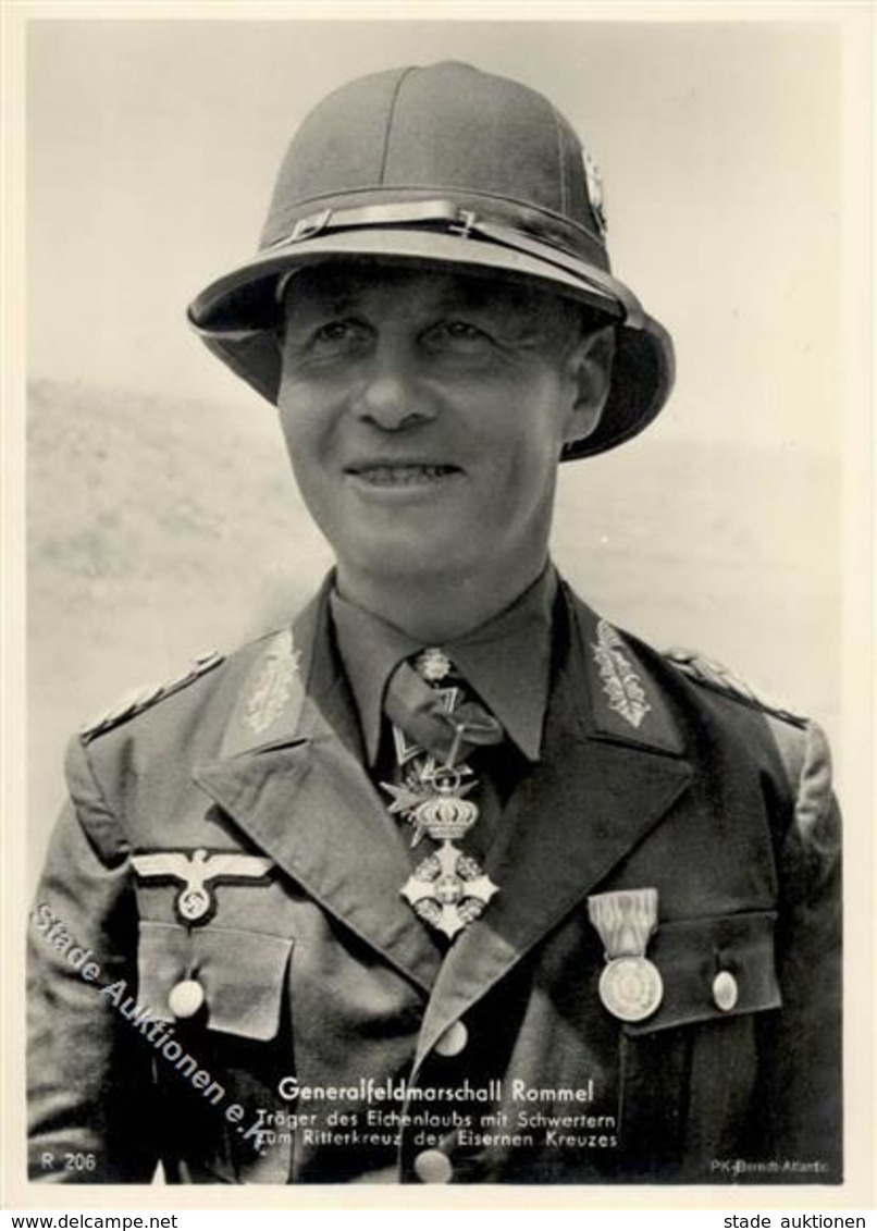 Ritterkreuzträger WK II Rommel Generalfeldmarschall Foto AK I- - Guerra 1939-45