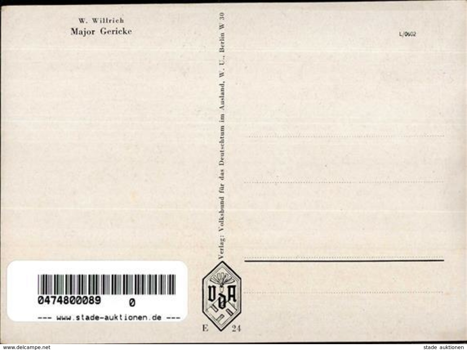 Willrich Nr. E 24 WK II Ritterkreuzträger Gericke Major Künstlerkarte I-II - Weltkrieg 1939-45