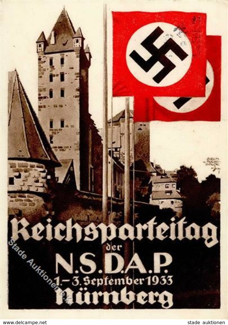 Reichsparteitag Nürnberg (8500) 1933 Sign. Suchodolski, Siegm. V. Künstlerkarte I-II (fleckig) - War 1939-45